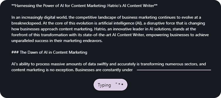 AI Automatic Typing - Hatrio AI Content Marketing Software